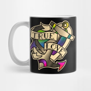 True love rainbow heart and anchor Mug